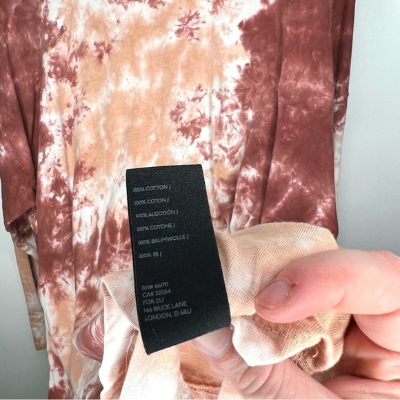 Free People We The Free Long Sleeve Oversized Pink Maroon Tie Dye Shirt Medium - Picture 7 of 14